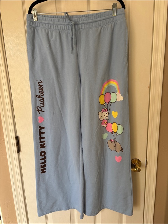 Hello Kitty Pants - Hello Kitty 🩷 Pusheen Light Blue Sweatpants ~ Women’s XL ~ Pull-on
